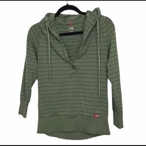 THE NORTH FACE Green Stripe Shirt HOODIE SWEATSHIRT L